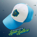 Adjustable Bean Baller Bear Hat in Light Blue and White